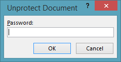 Password Input to Unprotect a Document in Word 2013