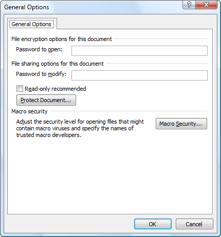 Word 2007 General Options Dialog Word 2007 General Options Dialog